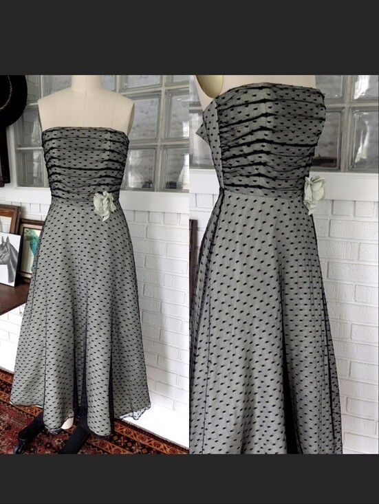 Scott McClintock Dresses & Skirts - Scott McClintok vintage 90's pale seafoam green and black polka dot Dress